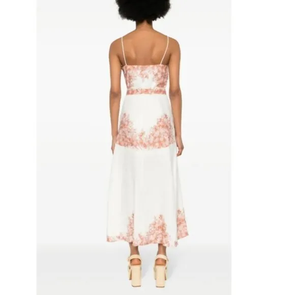 NWT Elie Tahari Twinset Floral Print Midi Linen Dress