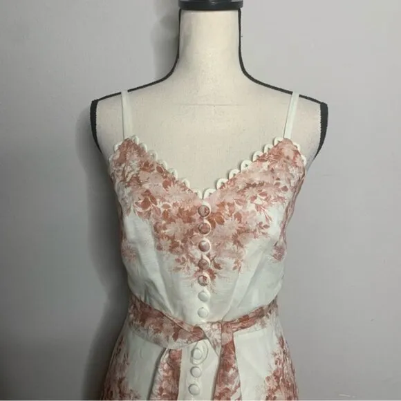 NWT Elie Tahari Twinset Floral Print Midi Linen Dress