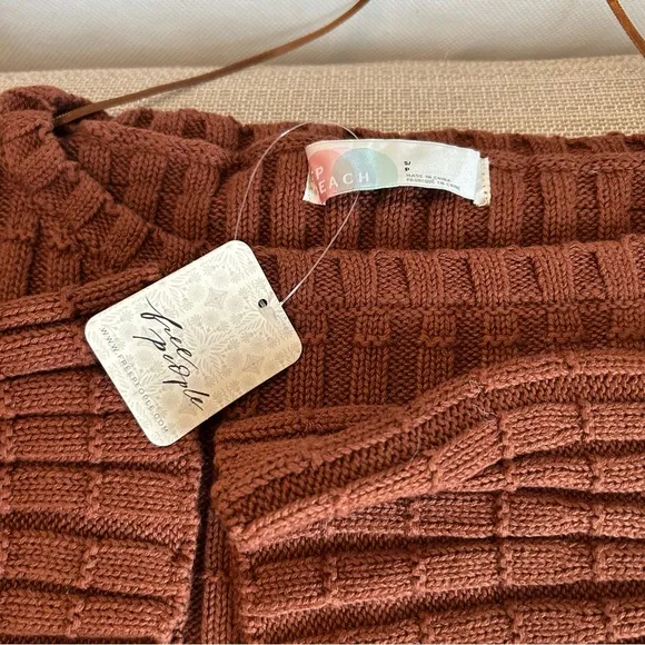 NWT Free People Kenzie Sweater Knit Set - Brownstone Cafe Brown Cotton Causal