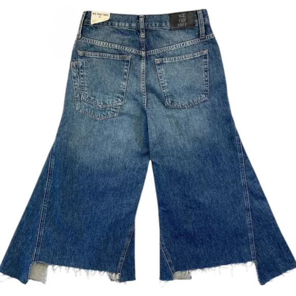 Nwt Free People We The Free Ripple Wide-Leg Crop Jeans $128 Size 25 Mirage Blue