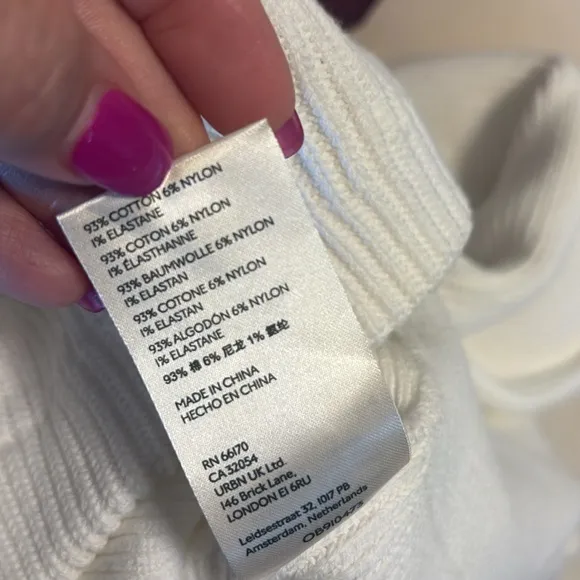 NWT FREE PEOPLE women’s cotton ribbed sweater boat neck slouch long sleeve L wht