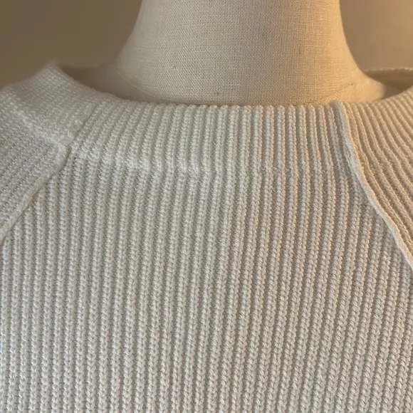 NWT FREE PEOPLE women’s cotton ribbed sweater boat neck slouch long sleeve L wht