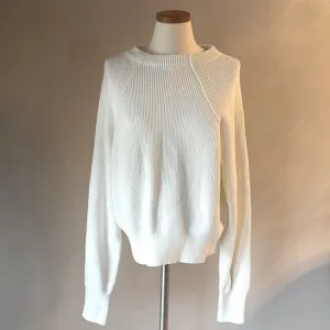 NWT FREE PEOPLE women’s cotton ribbed sweater boat neck slouch long sleeve L wht