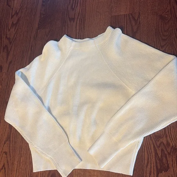NWT FREE PEOPLE women’s cotton ribbed sweater boat neck slouch long sleeve L wht