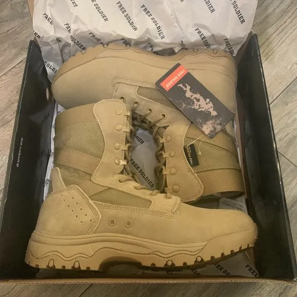 NWT FREE SOLDIER SUEDE LEATHER MILITARY TACTICAL WATERPROOF COMBAT BOOTS 8