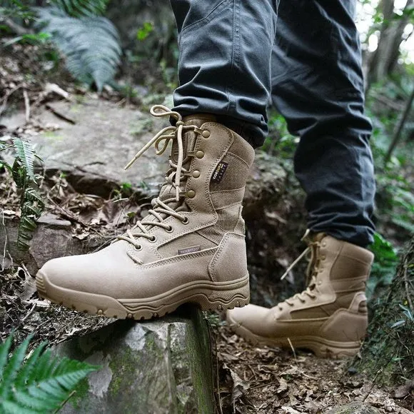 NWT FREE SOLDIER SUEDE LEATHER MILITARY TACTICAL WATERPROOF COMBAT BOOTS 8