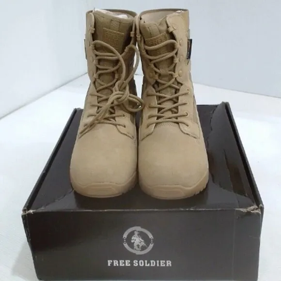 NWT FREE SOLDIER SUEDE LEATHER MILITARY TACTICAL WATERPROOF COMBAT BOOTS 8