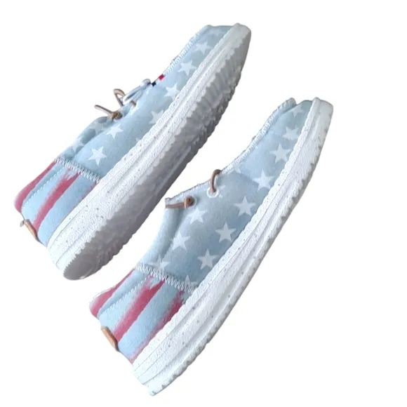 NWT Hey Dude Wally Youth Americana Slip-On Boat Shoe Sneaker
