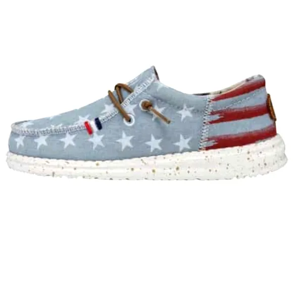 NWT Hey Dude Wally Youth Americana Slip-On Boat Shoe Sneaker