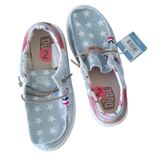 NWT Hey Dude Wally Youth Americana Slip-On Boat Shoe Sneaker