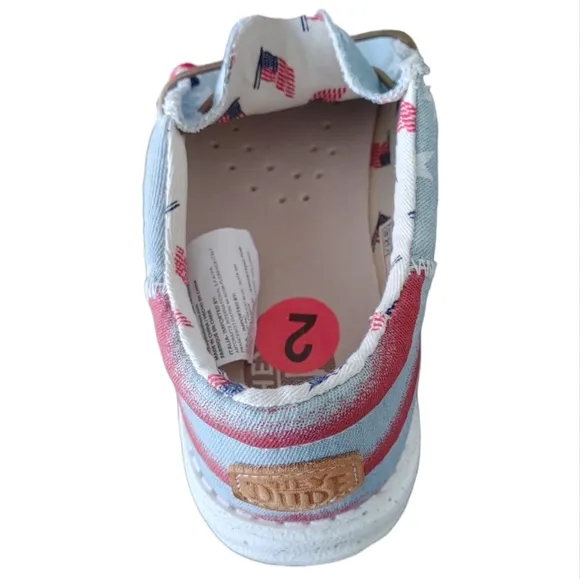 NWT Hey Dude Wally Youth Americana Slip-On Boat Shoe Sneaker
