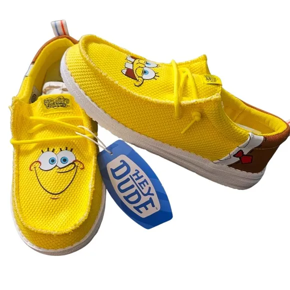 NWT “Hey Dudes” Kids' Wally Spongebob Slip On Shoes Little/Big Kid UNISEX sz 3