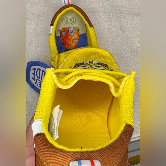 NWT “Hey Dudes” Kids' Wally Spongebob Slip On Shoes Little/Big Kid UNISEX sz 3