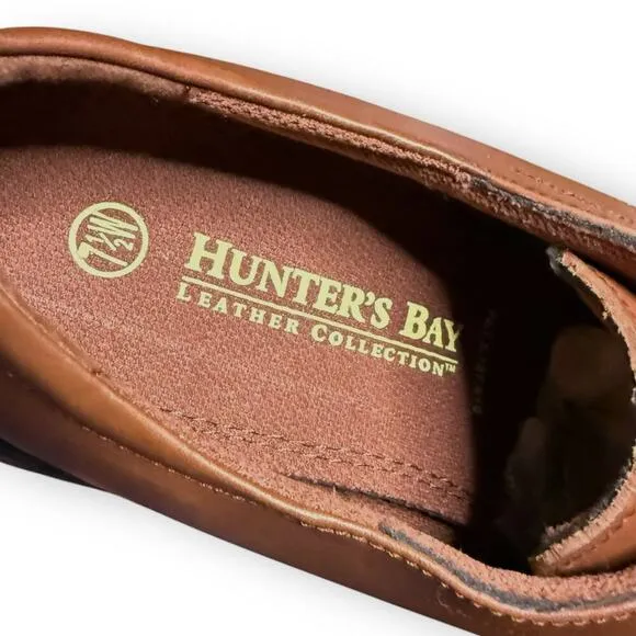 NWT Hunter’s Bay Dress Shoes Mens Wide Brown Leather Square Toe Size 7.5 W
