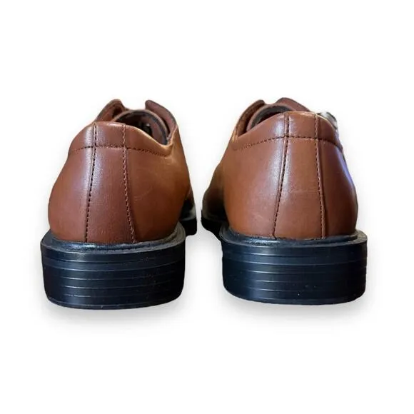 NWT Hunter’s Bay Dress Shoes Mens Wide Brown Leather Square Toe Size 7.5 W