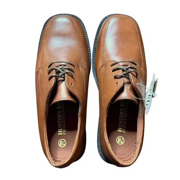 NWT Hunter’s Bay Dress Shoes Mens Wide Brown Leather Square Toe Size 7.5 W