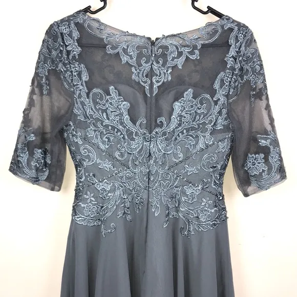 NWT JJ’s House A-Line Boat Neck Asymmetrical Chiffon Lace Mother of Bride Dress