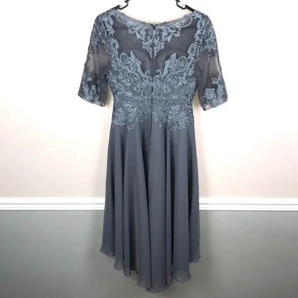 NWT JJ’s House A-Line Boat Neck Asymmetrical Chiffon Lace Mother of Bride Dress