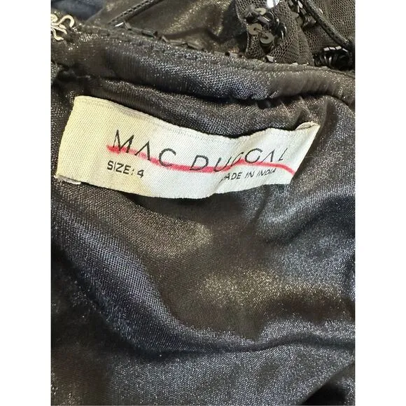 NWT Mac Duggal Sequin Embellished Strappy Back One Shoulder Gown Size 4 $458