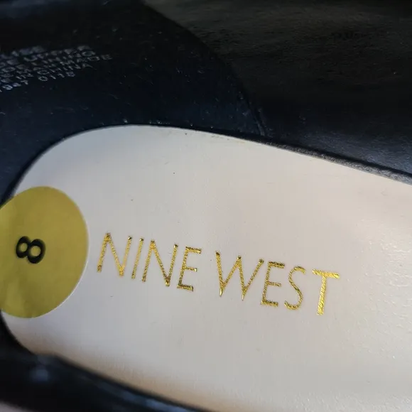 NWT NINE WEST Elise Size 8 Wide-Width Black Vegan Leather Pointed Toe Heels Shoe