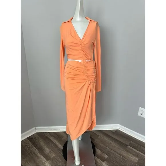 NWT OFF-WHITE Vi-Crepe Draped Midi Dress Size 38 (US 2) $1440