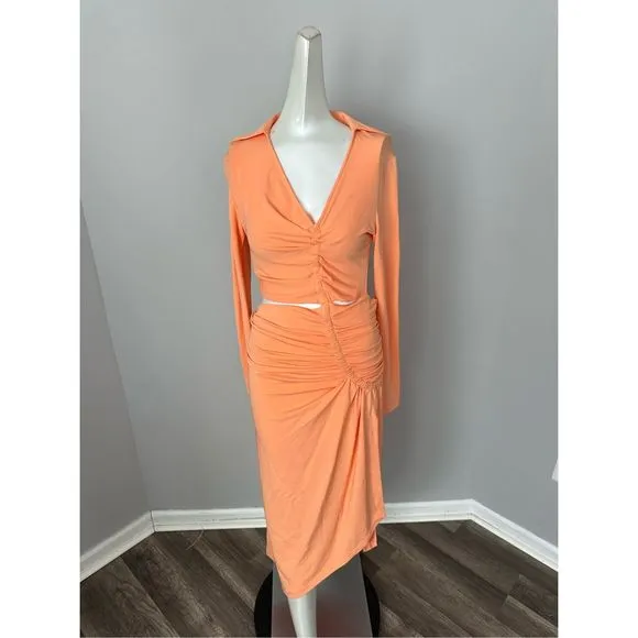 NWT OFF-WHITE Vi-Crepe Draped Midi Dress Size 38 (US 2) $1440