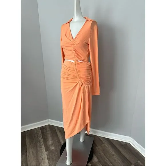 NWT OFF-WHITE Vi-Crepe Draped Midi Dress Size 38 (US 2) $1440
