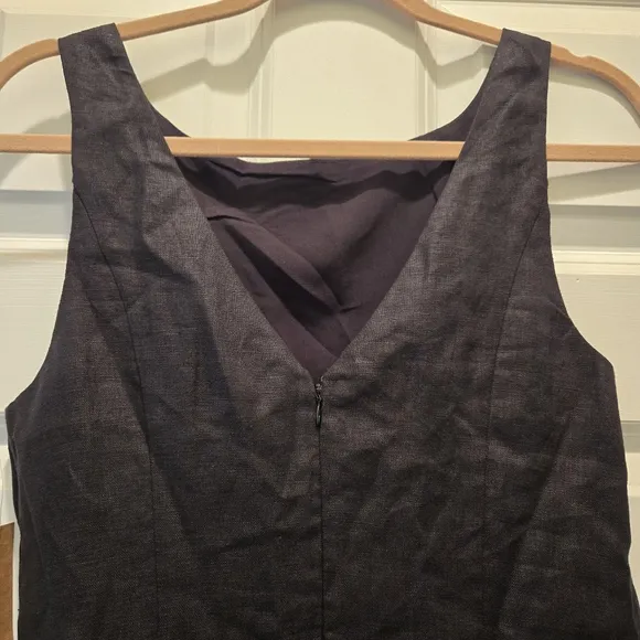 NWT OPT Dress 6 Mini Boat High Neckline Aspen Black 100% Linen Sleeveless Aline
