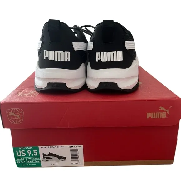NWT Puma Men’s Zip C Black/White Athletic Shoes in size 9.5