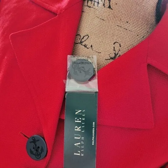 NWT Ralph Lauren 100% Linen Red Blazer Jacket Womens Size 14