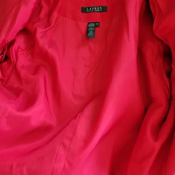 NWT Ralph Lauren 100% Linen Red Blazer Jacket Womens Size 14