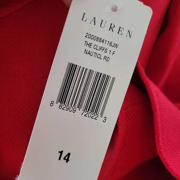 NWT Ralph Lauren 100% Linen Red Blazer Jacket Womens Size 14
