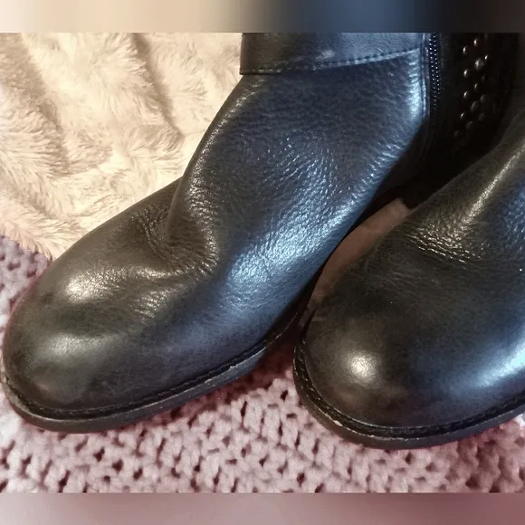 NWT Rockin Ellister Jessica Simpson Ovr-Knee Black, Studs, Zips, 1&quot; Heel Size 11
