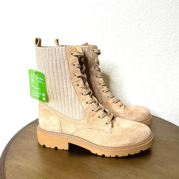 NWT Sam Edelman Lydell Combat Boots Lug Sole Lace Up Suede Leather Tan Brown 9.5