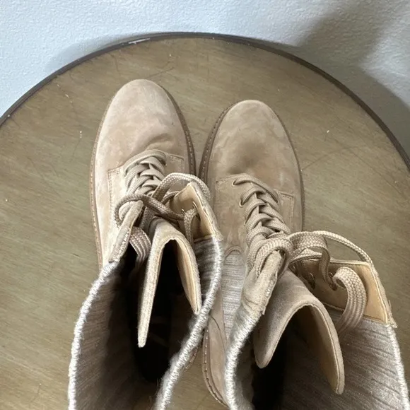 NWT Sam Edelman Lydell Combat Boots Lug Sole Lace Up Suede Leather Tan Brown 9.5