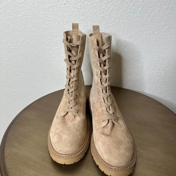 NWT Sam Edelman Lydell Combat Boots Lug Sole Lace Up Suede Leather Tan Brown 9.5