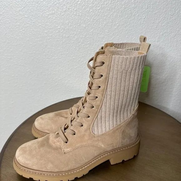NWT Sam Edelman Lydell Combat Boots Lug Sole Lace Up Suede Leather Tan Brown 9.5