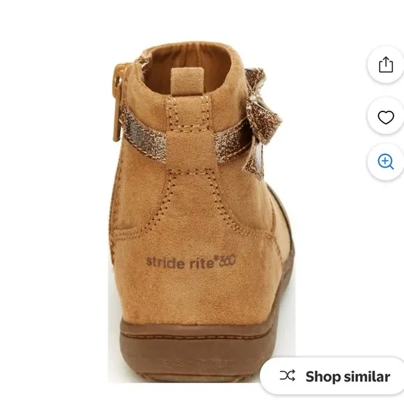 NWT Stride Rite 360 Elaine Bow Ankle Boots.Little Girls size 6-Fits med to wide.