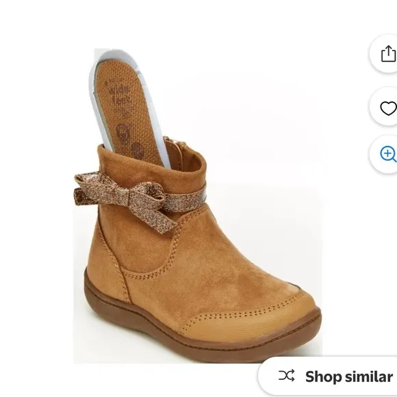 NWT Stride Rite 360 Elaine Bow Ankle Boots.Little Girls size 6-Fits med to wide.