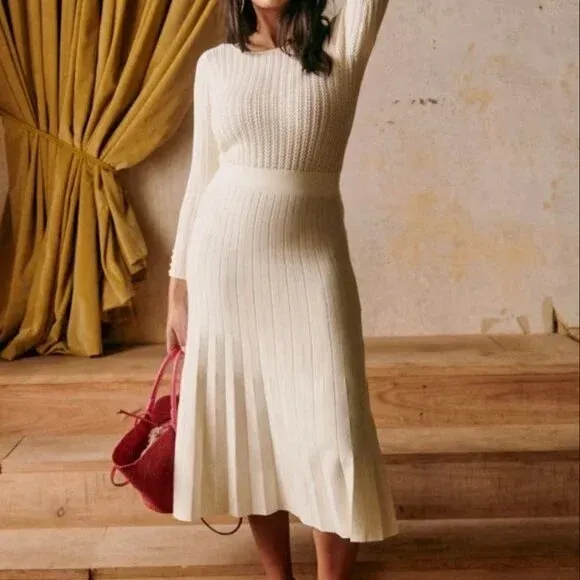 NWT Sézane RARE Robe Flora Knit Dress inEcru