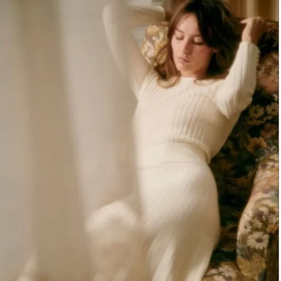 NWT Sézane RARE Robe Flora Knit Dress inEcru