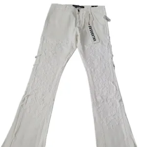 NWT VALABASAS &quot;V-STARS” White Stacked Flare Jeans Size 34 Men's