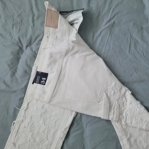 NWT VALABASAS &quot;V-STARS” White Stacked Flare Jeans Size 34 Men's