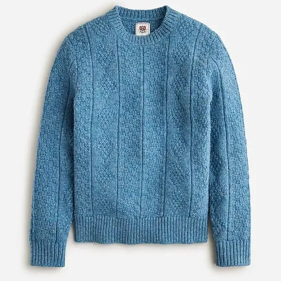 NWT Wallace &amp; Barnes by J Crew 100% Wool Guernsey Stitch Blue Fisherman Sweater