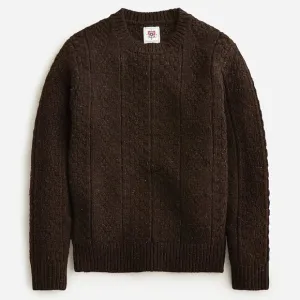 NWT Wallace &amp; Barnes by J Crew 100% Wool Guernsey Stitch Brown Fisherman Sweater