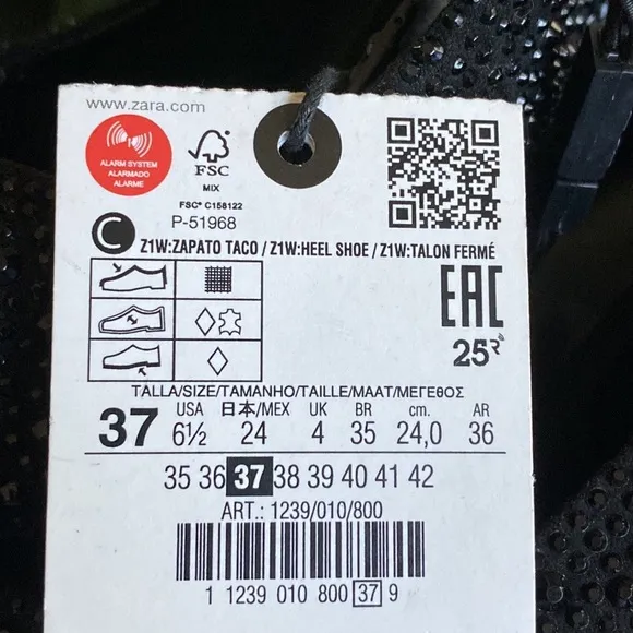 NWT. Zara Black Rhinestones High Heeled Shoes. Size 6,5, 7.(Eu38), 6