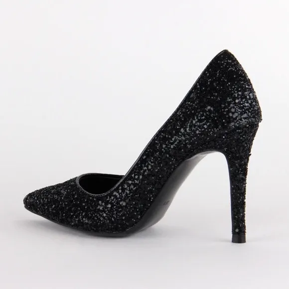 NWT. Zara Black Rhinestones High Heeled Shoes. Size 6,5, 7.(Eu38), 6