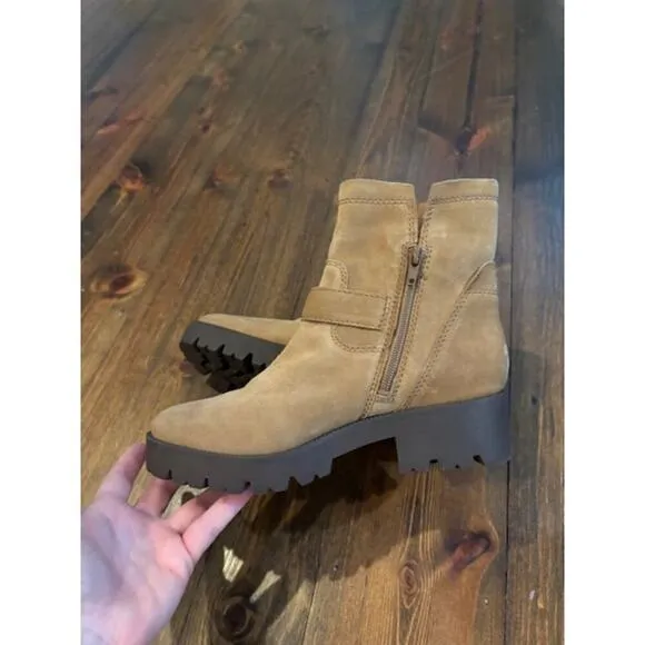 NWT Zodiac Miller Harness Lug Sole Boot Latte Suede Leather Womens Size 7.5