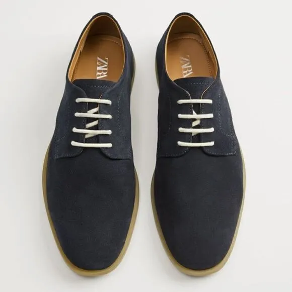 NWT Zara Soft Split Leather Derby Shoes