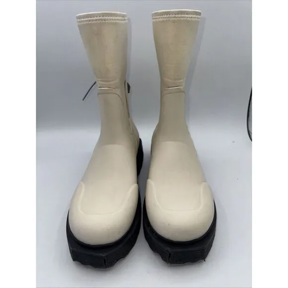 Off-White‎ Women's White Sponge Sole Chelsea Rain Boots Shoes Size 38